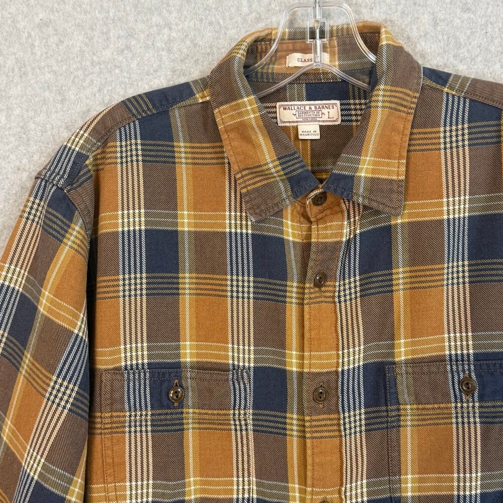 Wallace & Barnes J Crew Flannel Shirt Size L Cabincore Heritage Grunge Workwear